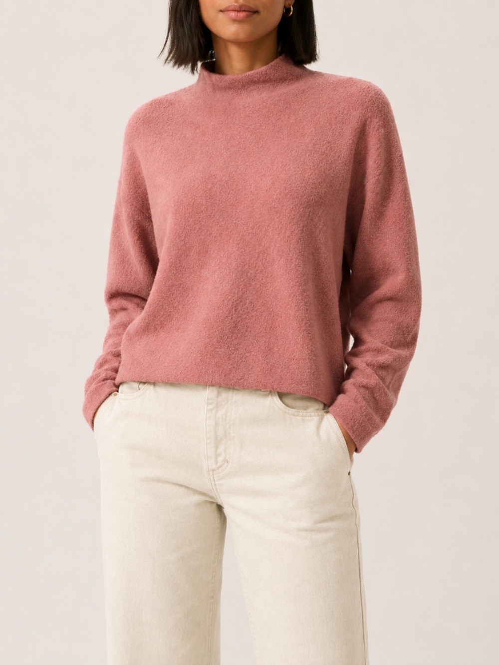 Express Pink Mock Neck Fuzzy Knit Sweater, Size XS